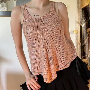 Cozy Casual Pink Knit Tank Top Size S Bohemian Hippie